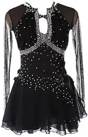 [JRUIA] Figure Skating Dresses Girls' Roller Ice Skating Competition Wear Hollow Gymnastic Leotards Simple Ballet Costume