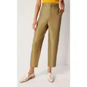 NWT MAEVE by Anthropologie Melyssa Jacquard Gold ZigZag Stripe Pants 70s Size XS