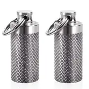 2PCS Keychain Pill Case Holder, Portable Titanium Waterproof Pill Box Container