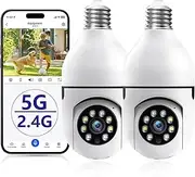 JWQPO - 2K Spotlight Security Camera, 5G/2.4GHz Wireless Outdoor Security Cameras with Human Detection, Motion Detection, Color Night Vision Cameras for