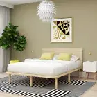 Natural Solid Wood Bed Frame Bed Base with Headboard King