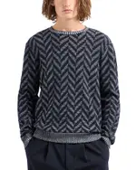 Emporio Armani Allover Bicolor Chevron Jacquard Wool Sweater