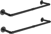 MTSDM 2 Pack Industrial Pipe Clothes Rack, 36 Inch Wall Mounted Clothing Hanging Rack, Heavy Duty Detachable Iron Pipe Clothing Garment Rail 135 lb Capacity Each Hanging Rod for Closet Laundry Room