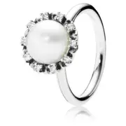 New Authentic Pandora Everlasting Grace Ring with Pearl Ring 190916P-50