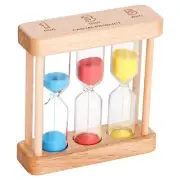 Tea 1-3-5 Minute Sand Timer Hourglass, Small Wooden Frame Blue Sand Clock, Re...
