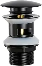 Pop Up Sink Plug Slotted Black Click Clack Basin Waste Plug with Overflow for Bathroom Bathtub