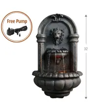 Peaktop Outdoor Royal Lion Head Wallfall Fountain with Led Light