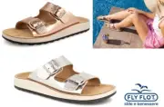 Fly Flot Shoes slip on comfort slide sandals Made in Italy 77G64 ZC Metallic