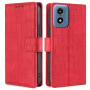 For Motorola Moto G Play (2024) 4G Case Crocodile Texture Wallet Smart Phone Cover