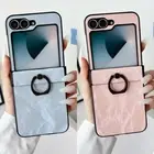 For Samsung Galaxy Z Flip6 Flip5 Flip4 3 Shell Pattern Hybrid Leather Case Cover