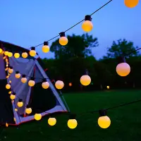 在飛比找Yahoo!奇摩拍賣優惠-戶外太陽能LED大圓球彩燈串露營氛圍燈串G50球泡天幕陽臺防