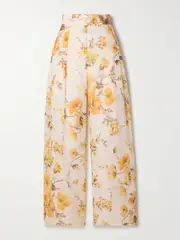 [Zimmermann] Zimmermann - Ottie Floral-print Ramie Wide-leg Pants - Orange - 3 3 Orange