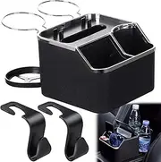 Car Armrest Cup Holder, Auto Center Console Organizer, Car Tissue Storage Box, Multifunction Vehicle Holder Expander for Phone/Sunglasses/Card/Keys