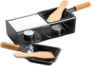 LIGIGWASH 1Set Mini Cheese Melting Pan with Wooden Handle Non Stick Grill Tool for Outdoor Camping Picnics for Cheese Fondue High Temperature Resistant No Candle Required