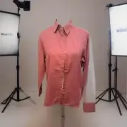 Athleta Playa Linen Blouse Woman's Sz Small Long Sleeve Button Tawny Rose Pink
