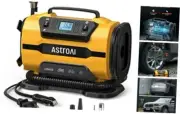Tire Inflator Portable Air Compressor Pump 150PSI 12V DC/110V AC Light Yellow
