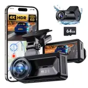 Dash Cam Front and Rear, 4K Full HD Dual Dash Camera for Cars Built-in 5G WiF...
