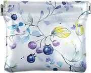 [FRODOTGV] Purple Berry Fruits Women's Leather Coin Purses Pouches Fancy Clasp Wallet Card Holder for Girls Women Ladies, Purple Berry Fruits, 4.33"(L) x 3.74"(W) x 0.39"(H), Classic