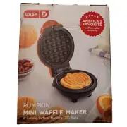 DASH Mini Waffle Maker-Pumpkin-4 inch cooking surface-Nonstick-350 Watts-NEW