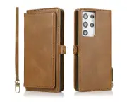 Wallet Case for Samsung Galaxy S21 Ultra, Detachable Phone Case for Easy Portability (Brown)