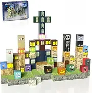 Veecafiodi Halloween Themed Magnetic Building Blocks Set - Includes Skeleton, Vampire, Zombie, Ghost, and Mummy Figures with Pumpkin and Coffin Blocks for Creative Play
