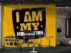 3D Weightlifting Letter Yellow Self-adhesive Removeable Wallpaper Wall Mural