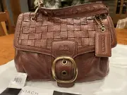 Coach Bleecker Leather Woven Shoulder Flap Handbag. CO873-12364. MFSRP $548