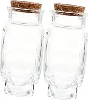 OHPHCALL 2Pcs Heart Shape Transparent Wishing Bottle Glass Jar with Stopper Decorative Drift Bottle for Home Decor and Keepsakes