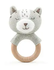 The Peanutshell Fox Wood Ring Teether 13x10cm 0+ in Grey