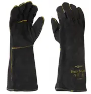 Maxisafe Black and Gold Welding Gauntlet Gloves Fabrication Foundry Safety GWB16