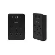 ADURO SURGE PROTECTOR 6 OUTLETS POWER STRIP STATION WITH USB WALL MOUNT - BLACK