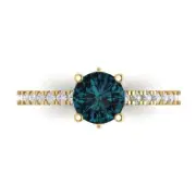 1.51 ct Round Cut Topaz Gemstone Solitaire with Accents Promise Ring Yellow Gold