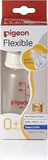 Pigeon Flexible Peristaltic Glass Slim Neck Bottle, Clear (PBA282)