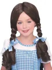 Halloween Girls Wizard Of Oz Dorothy Long Brown Braids Wig
