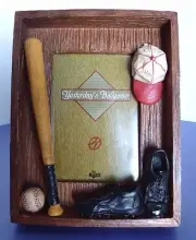 Yesterday's Ballgame 3D Baseball Theme Ball Bat Cap & Cleats Russ Picture Frame