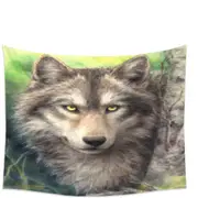 Wild Animals Art Grey Wolf Forest Watch Tapestry