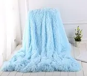 Soft Faux Fur Throw Blanket Reversible Fuzzy Lightweight Long Hair Shaggy Throw Blankets, Fluffy Cozy Plush Fleece Comfy Microfiber Fur Blanket for Couch Sofa Bed, Grey