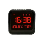 Digital High Accuracy Thermometer Hygrometer Alarm Clock with LCD Screen Display BLACK COLOR