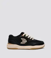 Black Suede and Mesh Light Cream Logo Low Top Sneaker | UBA PRO