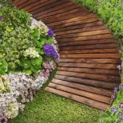 Livsip Garden Wooden Pathway 8ft Roll-Out Curved Wood Walkway Backyard Outdoor
