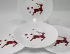 ❤️ 4 Corelle RUDOLPH 6.75" BREAD PLATES Appetizer SANTA'S Holiday RED REINDEER