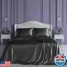 SLEEP SANCTUARY Satin Sheets King Size – 4 Piece Luxury Silky Bed Set, Softer