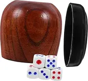 UPKOCH 1 Set Set Wooden Dice Cup Set with Rounded Corner Dices Party Prop for Table Games and Entertainment and Easy to Clean Design for Activities
