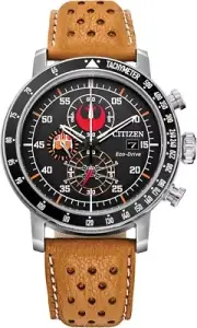 Citizen Eco-Drive Star Wars Men's Watch, Stainless Steel, Orange Leather strap