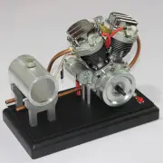 CISON FG-VT9 V2 9cc Four-Stroke Gasoline Engine Model with Metal Base Fuel Tank Full Set Black Engine Cylinder with Black Base Color