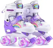 Roller Skates,4 Size Adjustable Toddler Roller Skates with Light up Wheels for for Kids Girls & Boys