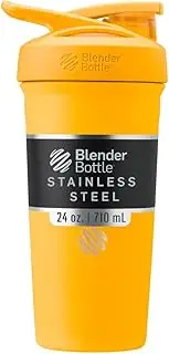 BlenderBottle Strada Shaker Cup Insulated Stainless Steel Water Bottle with Wire Whisk, 24-Ounce, Mango