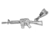 Sterling Silver .925 AK-47 Rifle Charm Pendant