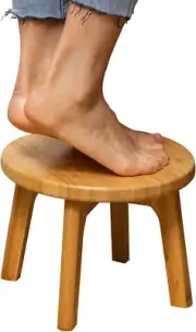 Bamboo Step Stool, 7.3 Inches - Sturdy Foot Stool for Adults and Kids, Portable
