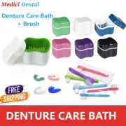 Denture Care Retainer Box with Rinsing Basket Denture Brush and cleaning tablet